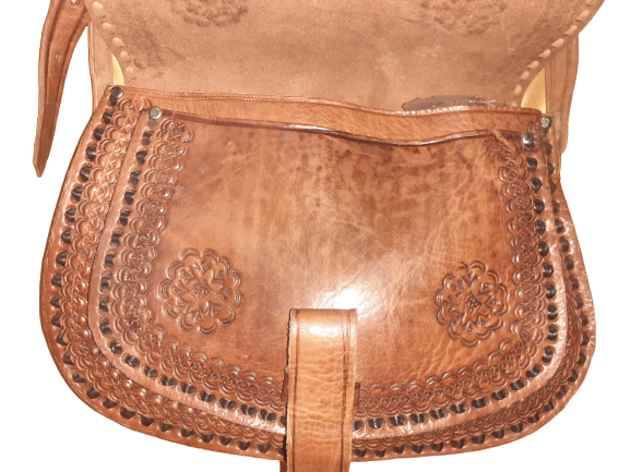 Bolso Redondo labrado Aro